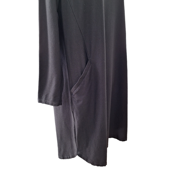 Eileen Fisher Solid Black Viscose Knit Round Neck Dress with Pockets Small S - Picture 8 of 10